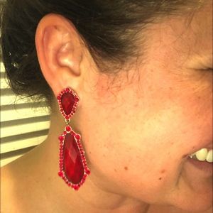 GORGEOUS red art deco earrings!